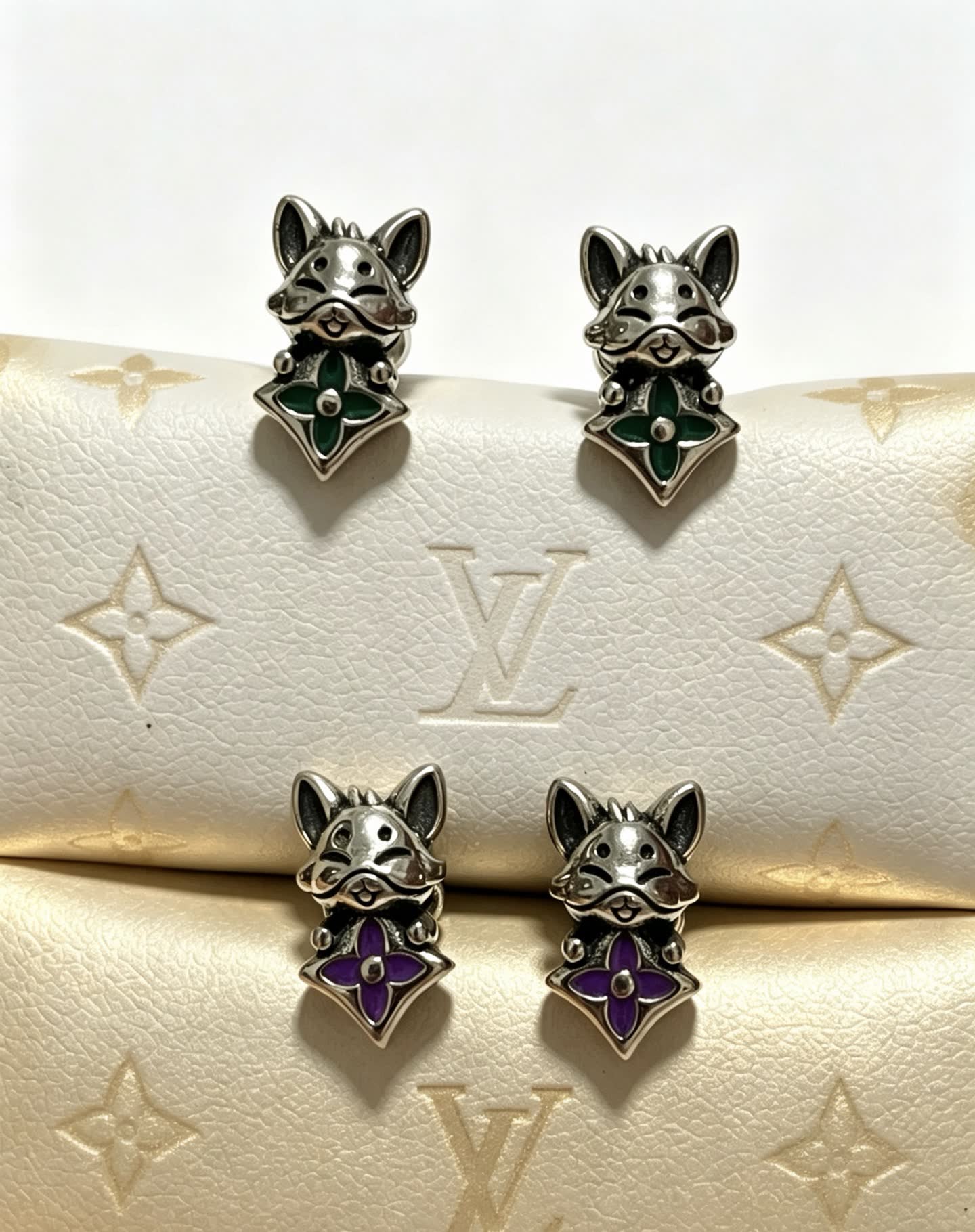 Louis Vuitton Silver Earrings with Monogram